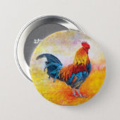 Colorful Rooster Digital Art Painting Button (Front & Back)