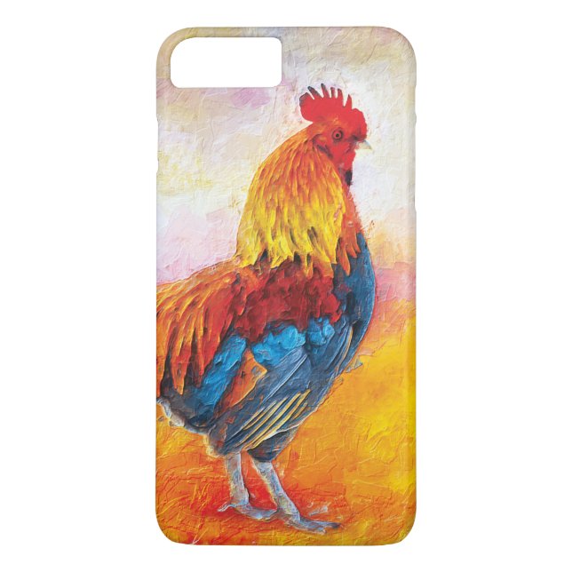 Colorful Rooster Digital Art Painting Case-Mate iPhone Case (Back)
