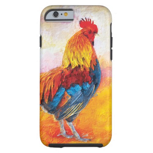 Colorful Rooster Digital Art Painting Tough iPhone 6 Case