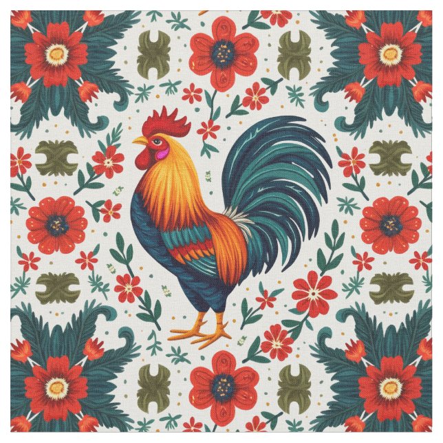 Colorful rooster fabric (Close Up)