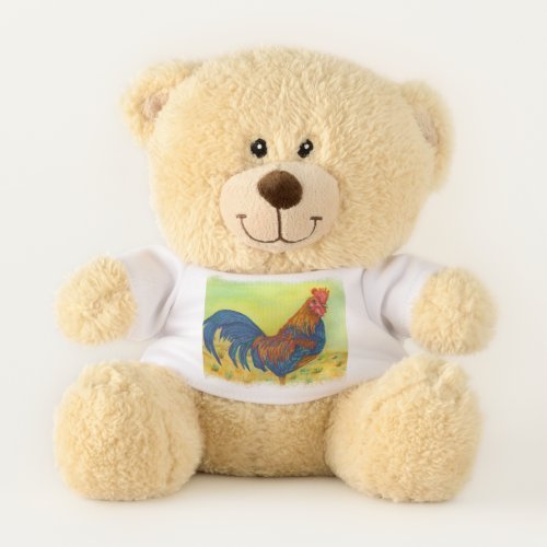 Colorful Rooster First Birthday Teddy Bear