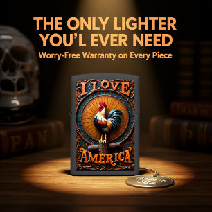 Colorful Rooster I Love America Relief Zippo Lighter