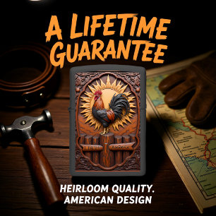 Colorful Rooster I Love America Sunrise Zippo Lighter