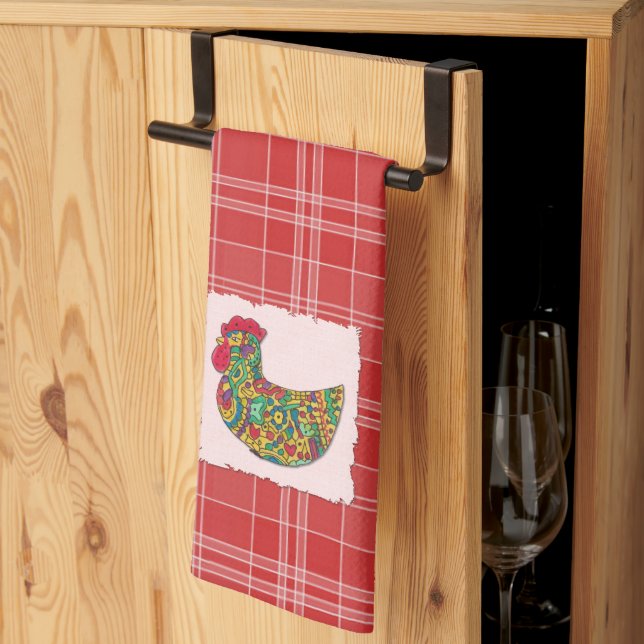 Colorful Rooster Kitchen Towel (Thirds Fold)