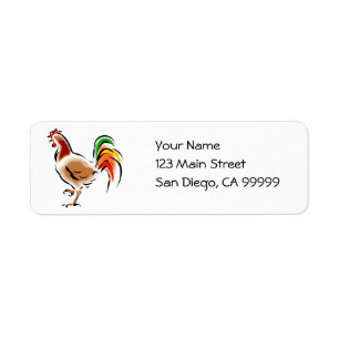Colorful Rooster Label