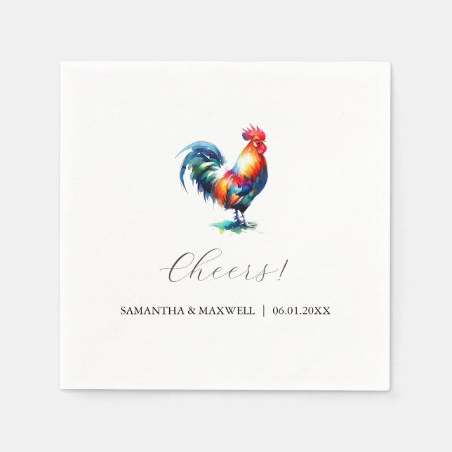 Colorful Rooster Napkins (Front)