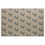 Colorful Rooster On Faux Jute Burlap Pattern Fabric