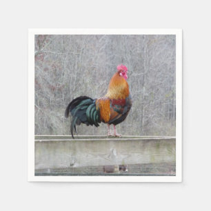 Colorful Rooster On Paper Napkins