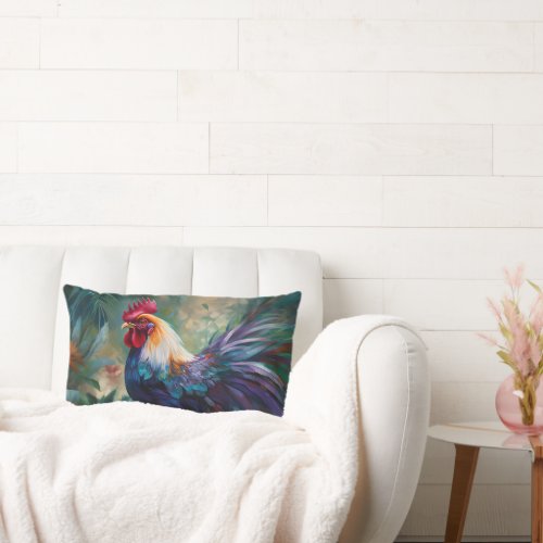 Colorful Rooster Painting Throw Pillow