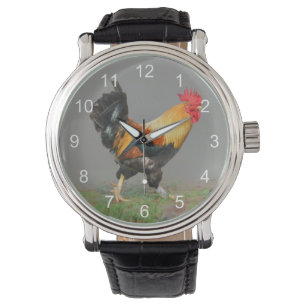 Colorful Rooster Painting Watch