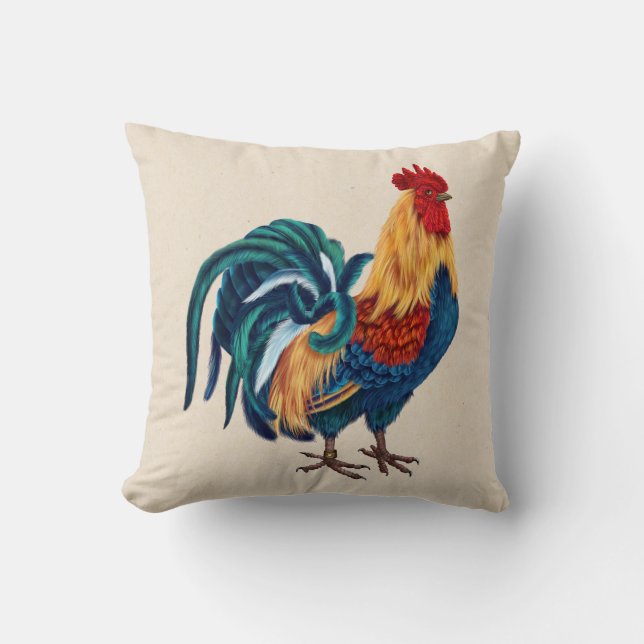 Colorful Rooster Pillow (Front)
