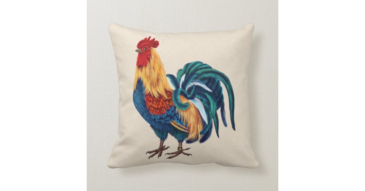 Colorful Rooster Pillow