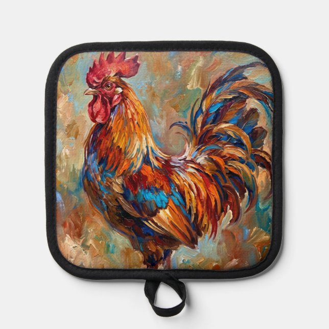 Colorful Rooster Pot Holder (Front)