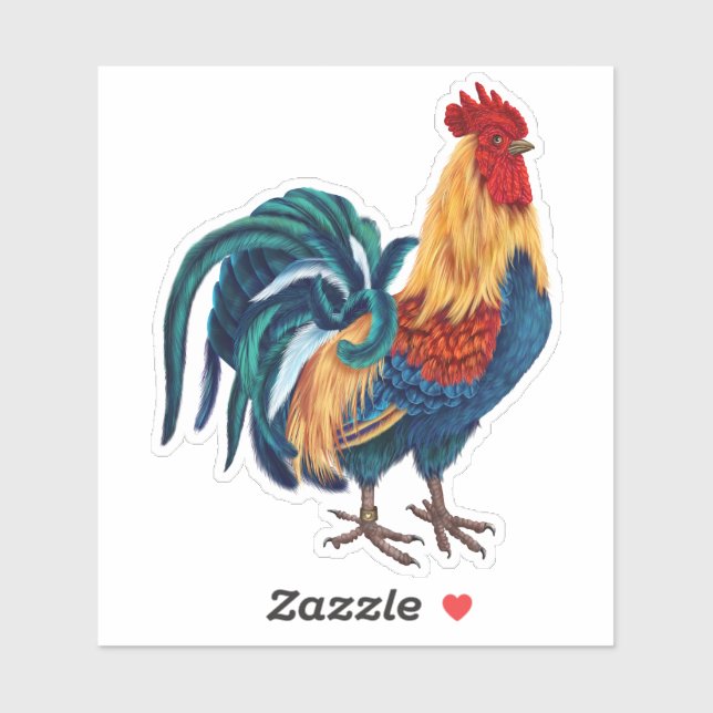 Colorful Rooster Sticker (Sheet)