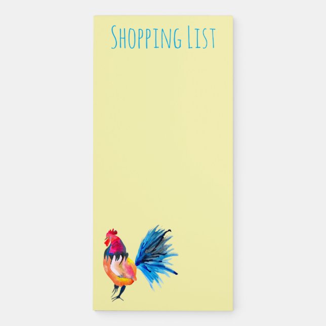 Colorful rooster watercolor animal magnetic notepad (Front)