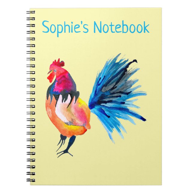 Colorful rooster watercolor animal notebook (Front)