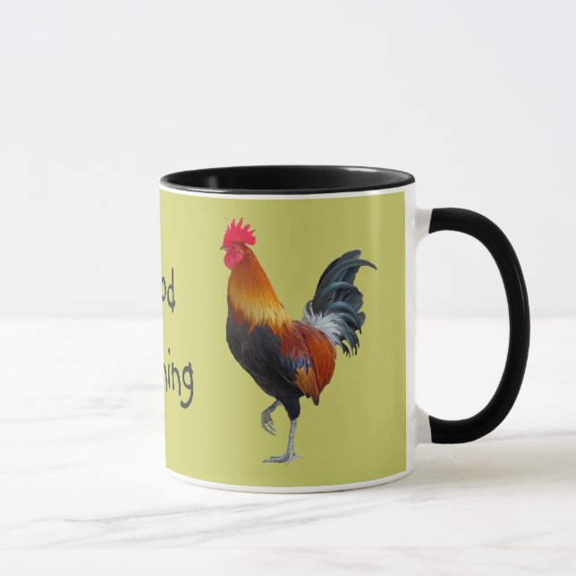 Colorful Roosters "Good Morning" Coffee Mug (Right)