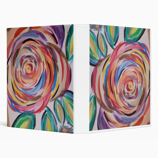 Colorful Rose 3 Ring Binder (Background)