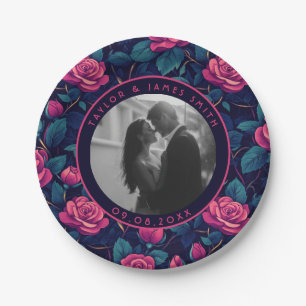 Colorful Rose Anniversary Plates For Couple