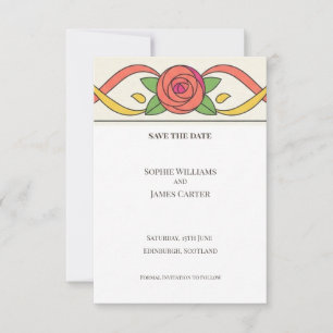 Colorful Rose Art Deco Save The Date