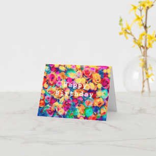 Colorful Rose Bouquet Birthday Card