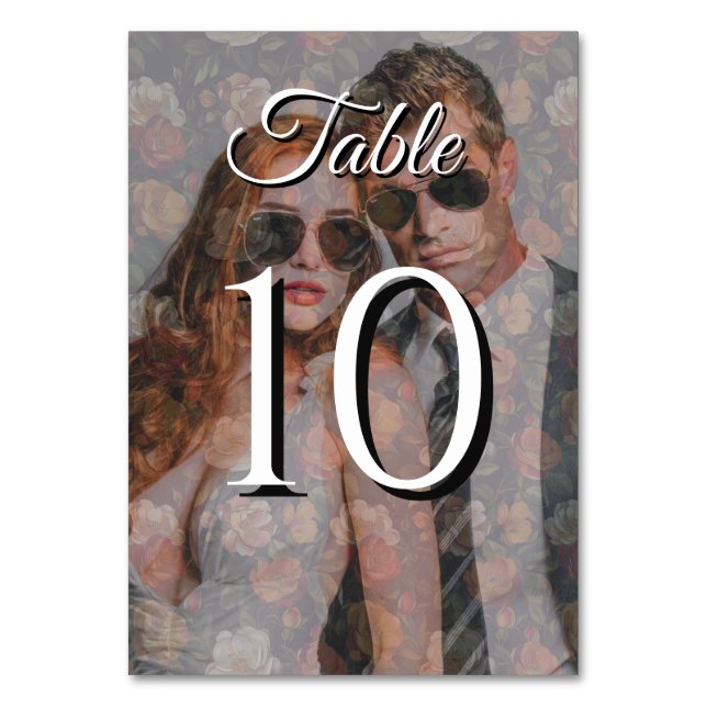 Colorful Rose Fancy Wedding Table Number (Front)