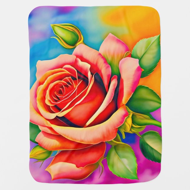 Colorful Rose Flower Digital Painting-47566 Baby Blanket (Front)
