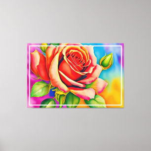 Colorful Rose Flower Digital Painting-47566 Canvas Print