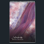 Colorful Rose gold blue Marble watercolor Glitter  Calendar<br><div class="desc">Modern Custom Personalized Name rose gold,  purple and pink blue marble glitter texture for holiday gifts celebration</div>