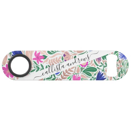 Colorful Rose Gold Floral Leaf Illustrations Bar Key