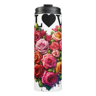 Colorful Rose Heart Love Thermal Tumbler