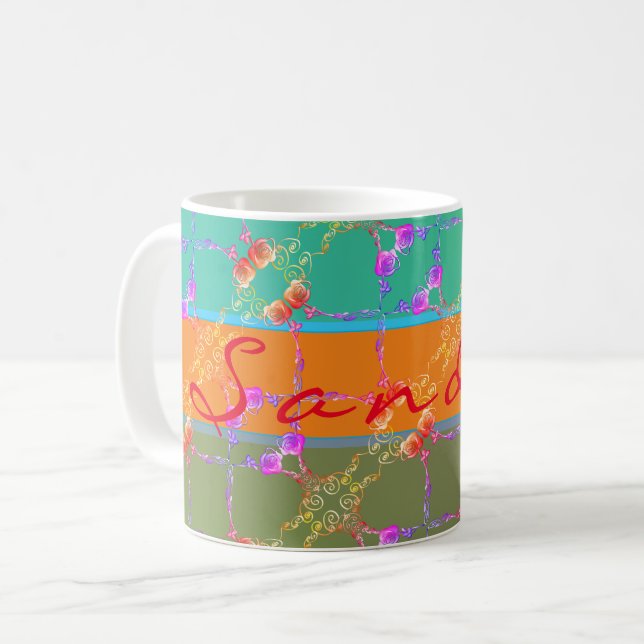 Colorful Rose Hearts With Her Name Coffee Mug (Front Left)