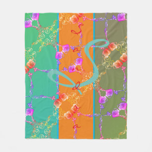 Colorful Rose Hearts With Her Name Fleece Blanket