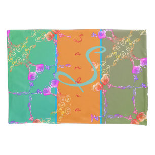 Colorful Rose Hearts With Her Name Pillow Case