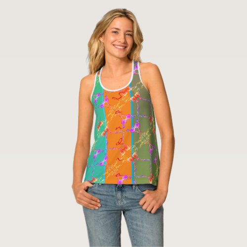 Colorful Rose Hearts With Her Name    Tank Top