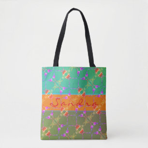 Colorful Rose Hearts With Her Name Tote Bag
