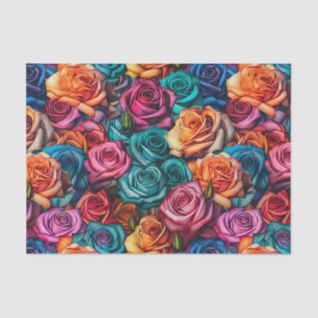Colorful Rose Pattern Flower floral  Tissue Paper (Front)