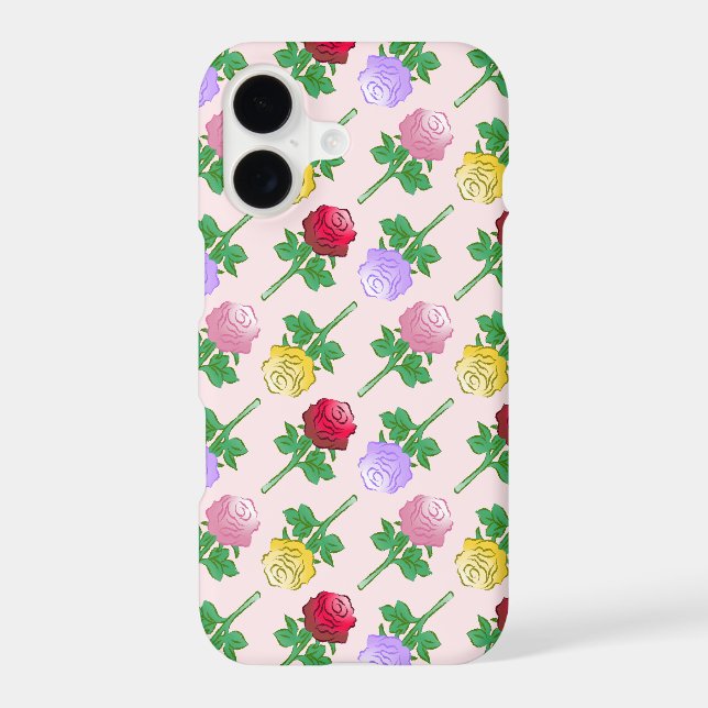 Colorful Rose Pattern iPhone Case (Back)