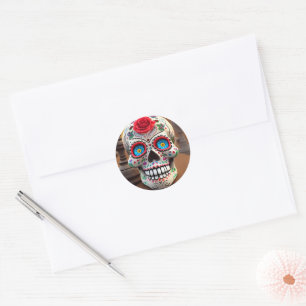 Colorful Rose Sugar Skull Sticker
