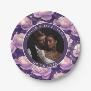 Colorful Rose Wildflower Paper Plates For Bridal
