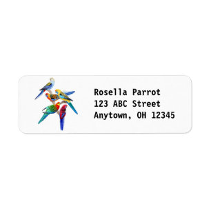 Colorful Rosella Parrots Label