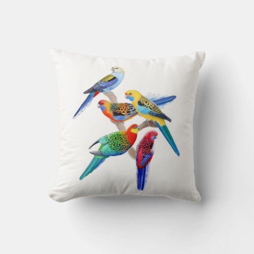 Colorful Rosella Parrots Pillow