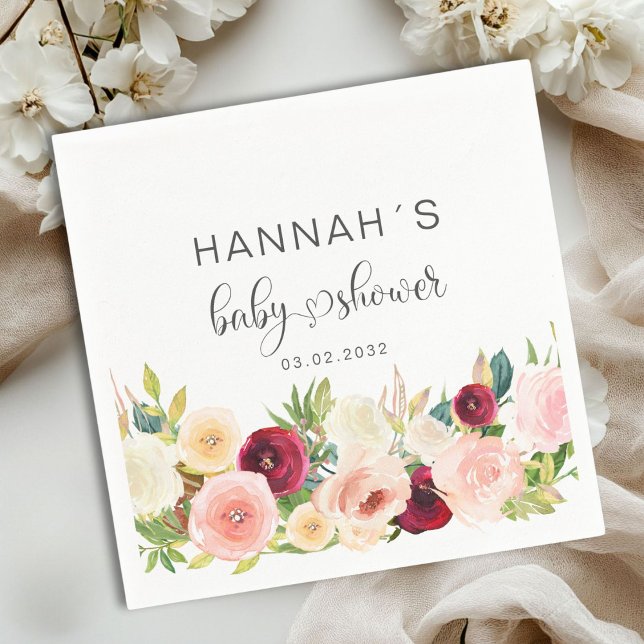 Colorful Roses, Baby Shower Napkins (Colorful Roses, Baby Shower Napkins with your name and date.)