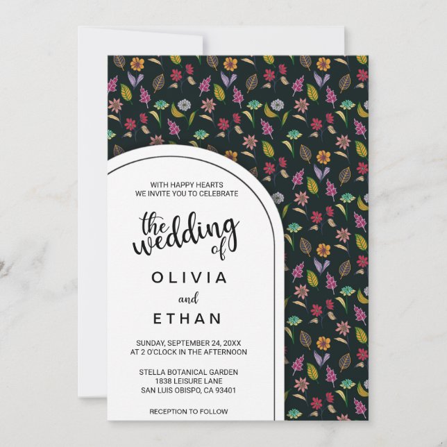 Colorful roses blossoms floral Wedding Invitation (Front)