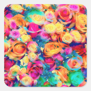 Colorful Roses Bouquet Sticker Diamonds Flowers