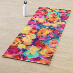 Colorful Roses Bouquet Yoga Mat Diomonrs Floral