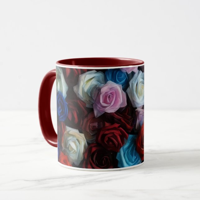 Colorful Roses Flower Art Mug Cup (Front Left)
