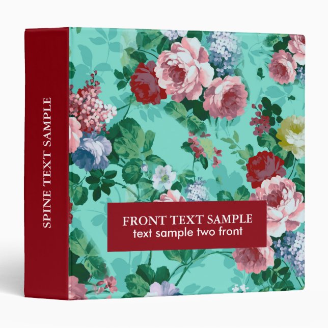 Colorful Roses & Flowers 3 Ring Binder (Front/Spine)