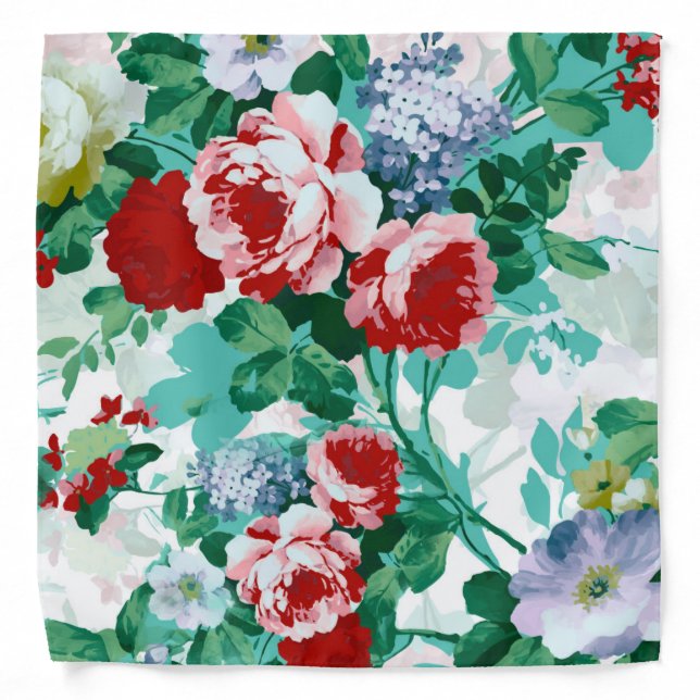 Colorful Roses & Flowers Bandana (Front)