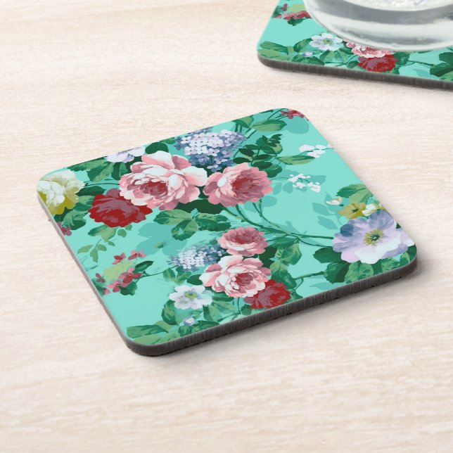 Colorful Roses & Flowers Beverage Coaster (Left Side)